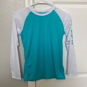 Omni-Shade Sun Protection Columbia Medium(10-12) Teal Rash Gaurd